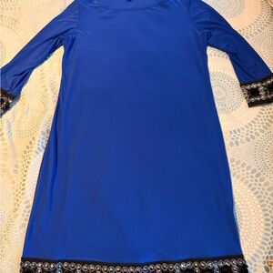 Tiana B. Royal Blue Dress with Embellished Sleeves